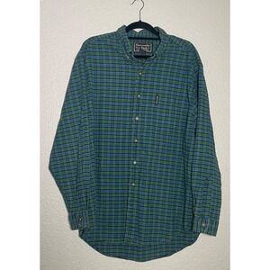 VTG Y2K Abercrombie & Fitch Shirt Mens Large Green Blue Plaid Long Sleeve Button